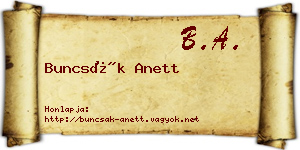 Buncsák Anett névjegykártya